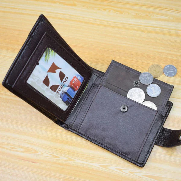 Button-Closure Leather Men’s Wallet