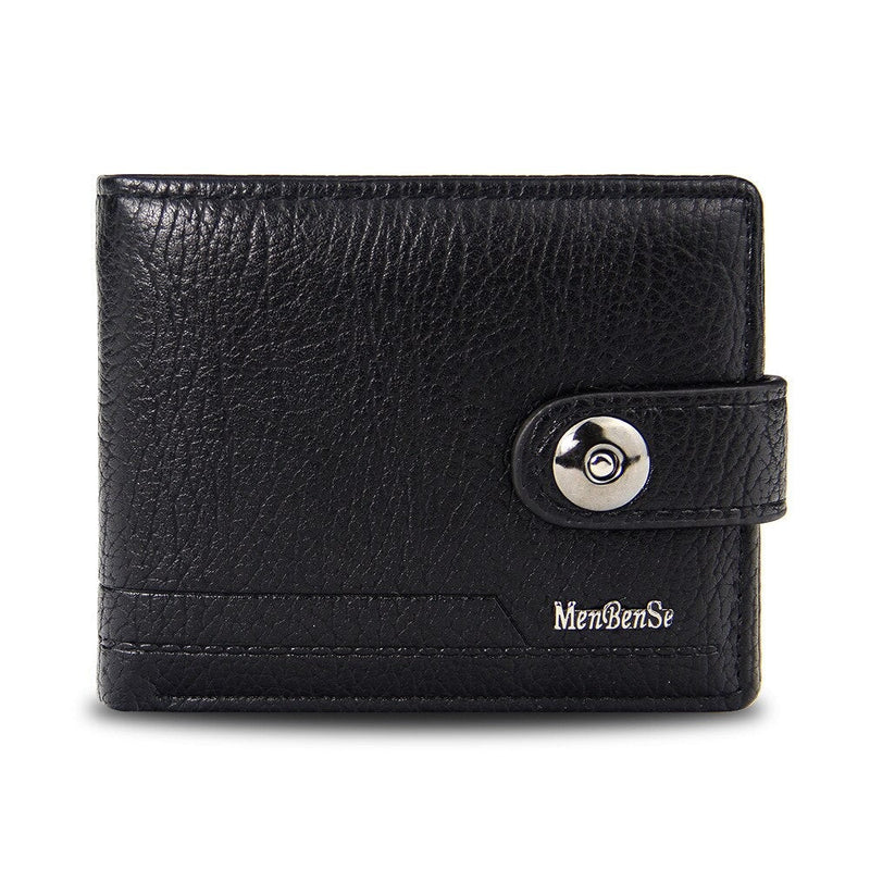 Button-Closure Leather Men’s Wallet
