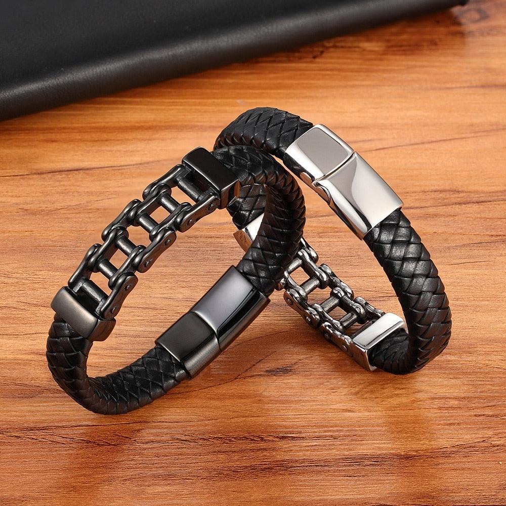 Chain Leather Men’s Bracelet