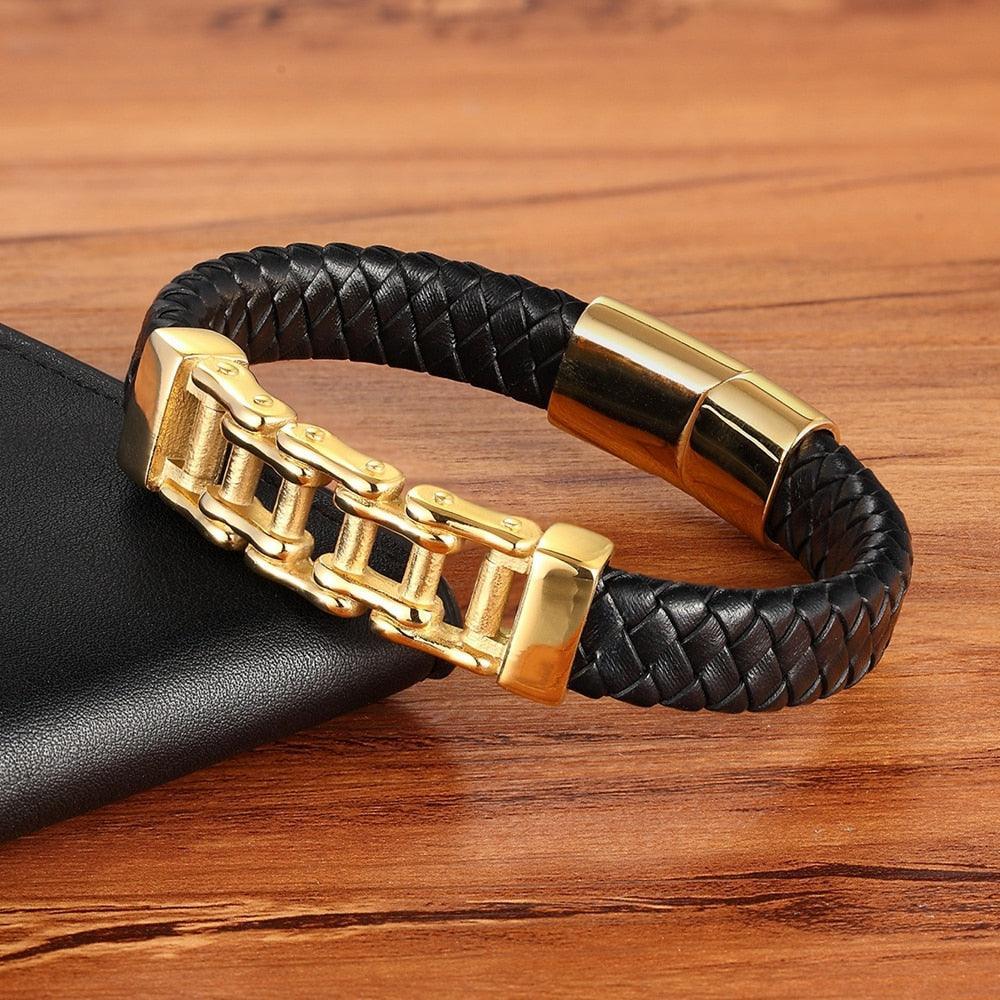 Chain Leather Men’s Bracelet
